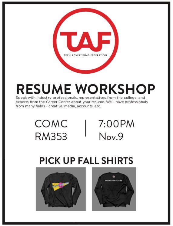 TechAdFed's tweet image. TAF meeting tomorrow night! Bring several copies of your resume and connect with local professionals! 🖊📄💼