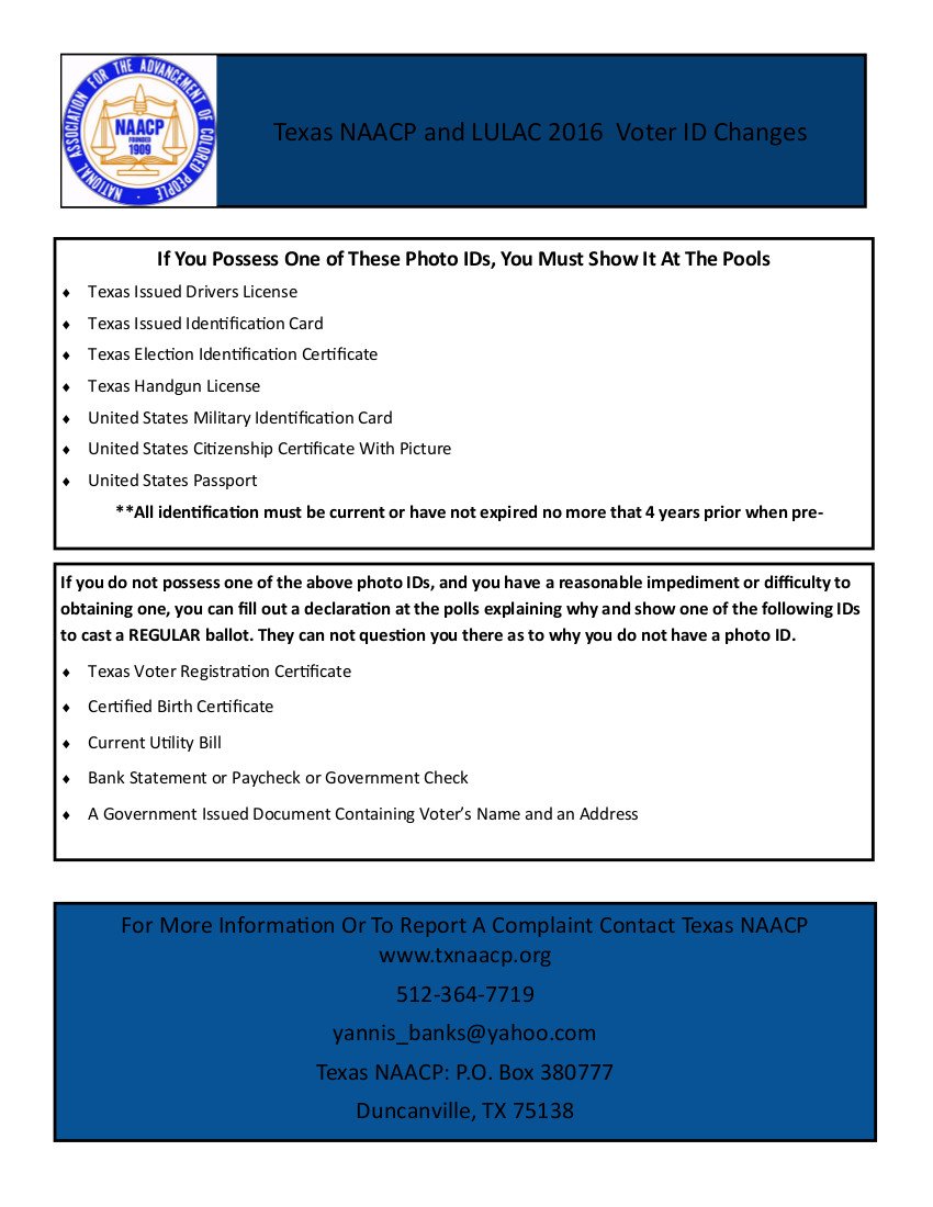 Texas NAACP (@texasnaacp) on Twitter photo Need to know what you what you can vote with in TX, we got you covered. If you into issues 512-364-7719 <a href="/TxStateNAACP/">NAACP Unit 6875-B</a> <a href="/TXNaacpYC/">Texas State NAACP </a> <a href="/UTANAACP/">UT-ARLINGTON NAACP</a> Need to know what you what you can vote with in TX, we got you covered. If you into issues 512-364-7719 <a href="/TxStateNAACP/">NAACP Unit 6875-B</a> <a href="/TXNaacpYC/">Texas State NAACP </a> <a href="/UTANAACP/">UT-ARLINGTON NAACP</a>