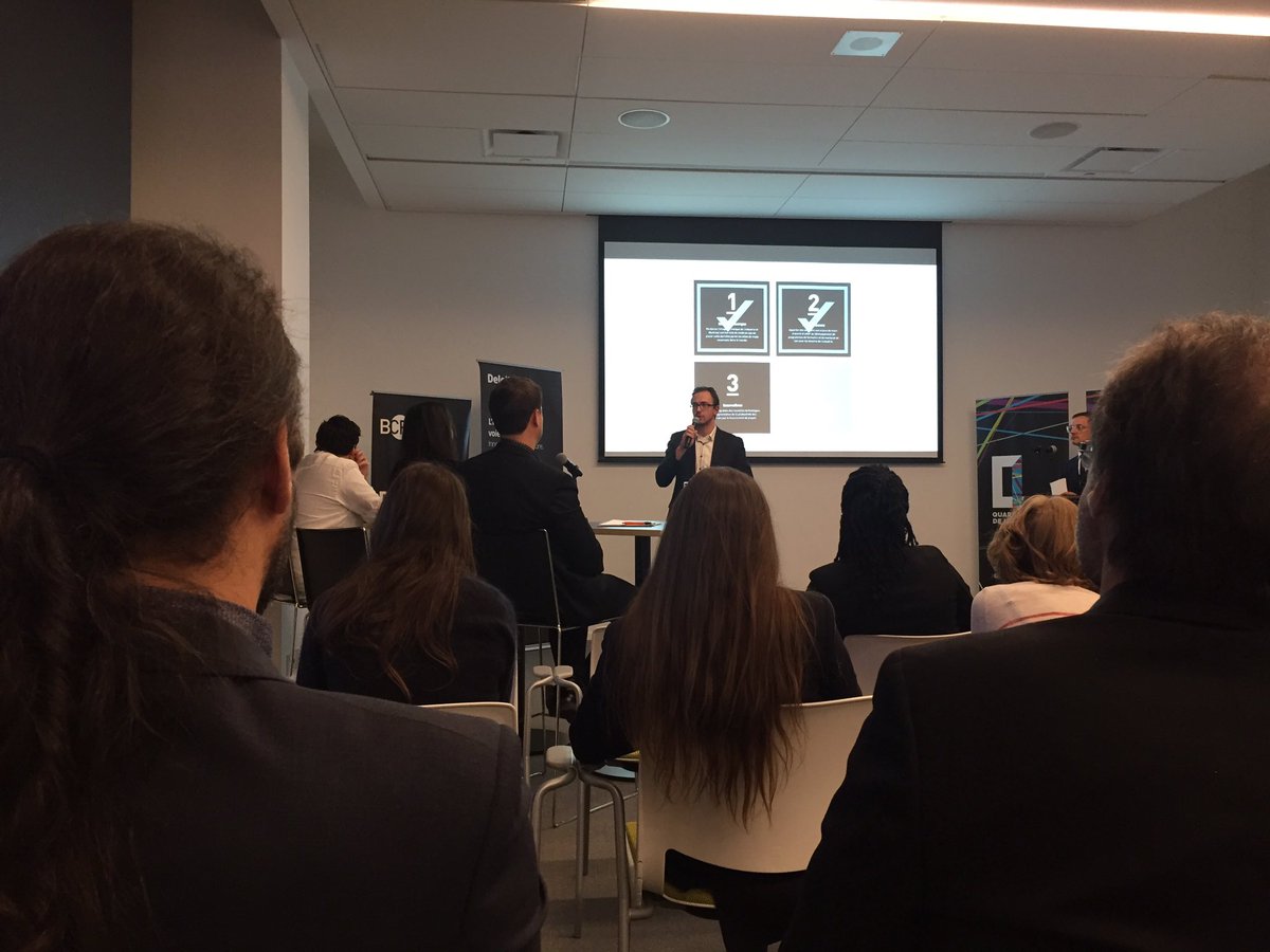 SamuelRispal's tweet photo. Des startups pitchent pour la grappe métropolitaine de la mode. Objectif : bonifier l'offre pour les membres. #QI_Connexion https://t.co/7n7MqnnzKX