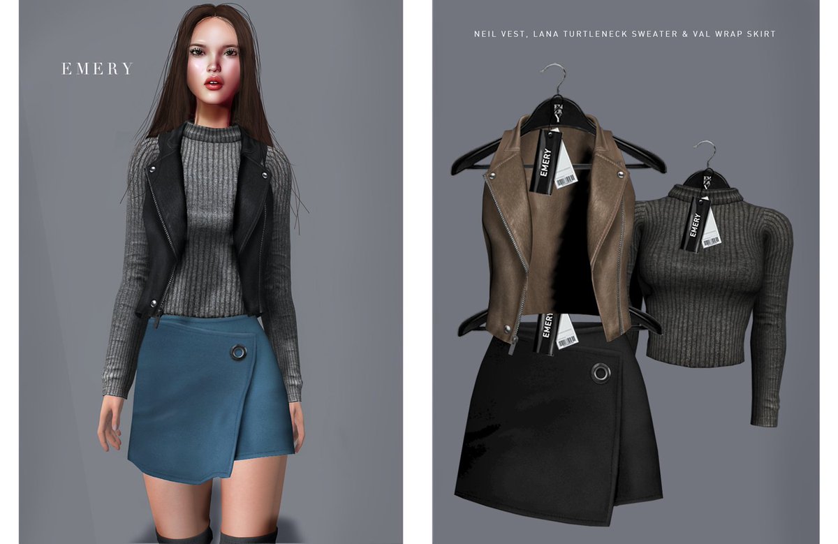 SunamiBeck's tweet image. Lana Turtleneck, Val Wraped Skirt &amp;amp; Neil Leather Vest available now at Collabor88! maps.secondlife.com/secondlife/8%2…