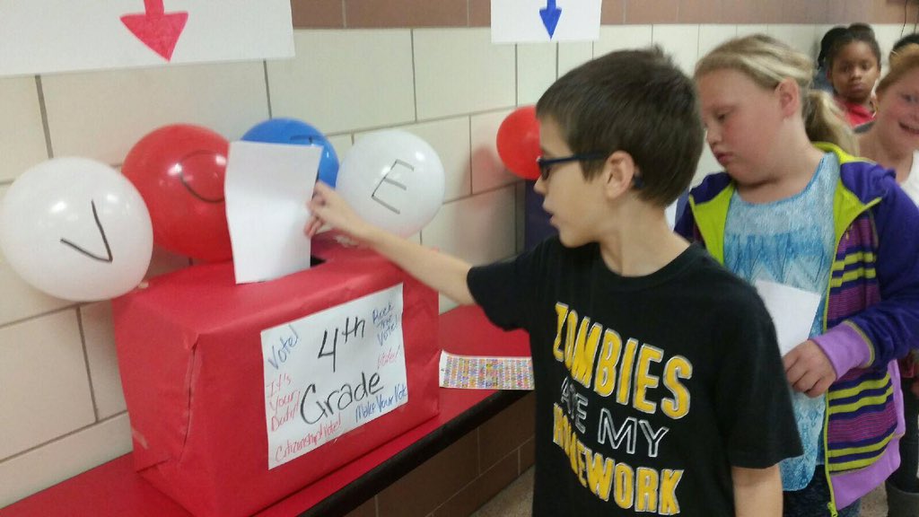 DCE_Panthers's tweet photo. DCE had an election of their own today! Students voted for their 5th and 4th grade leadership team. #MDPurpose https://t.co/rgV0r7mTQW
