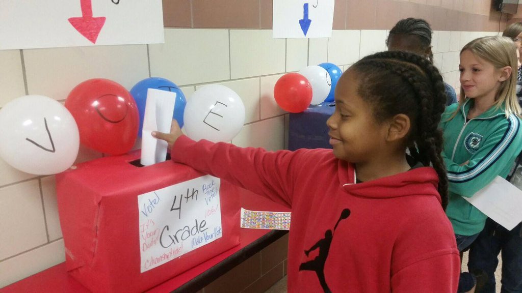 DCE_Panthers's tweet photo. DCE had an election of their own today! Students voted for their 5th and 4th grade leadership team. #MDPurpose https://t.co/rgV0r7mTQW