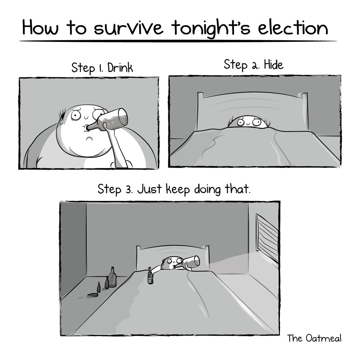Oatmeal's tweet photo. How to survive #ElectionNight https://t.co/dvgRrhWRSO