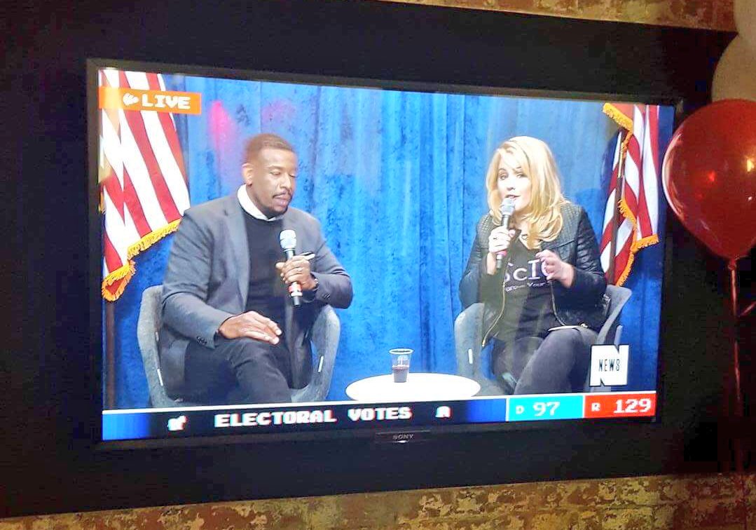 @JaydeLovell repping for @TheYoungTurks at #youtubespaceny, breaking down the election w/ @chucknicecomic #Election2016 #Vote4Science