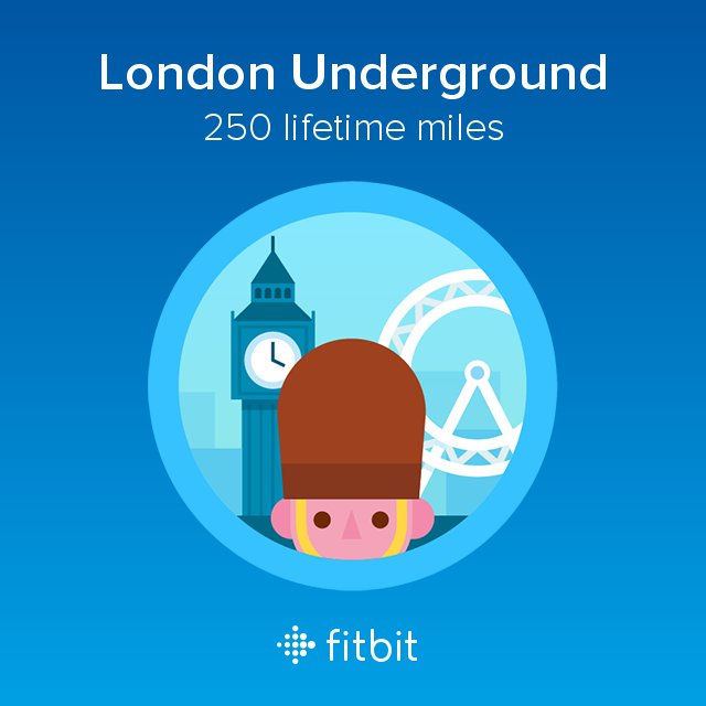 LoProulx's tweet photo. I covered 250 miles with my #Fitbit and earned the London Underground badge. https://t.co/IVuVJac9dc