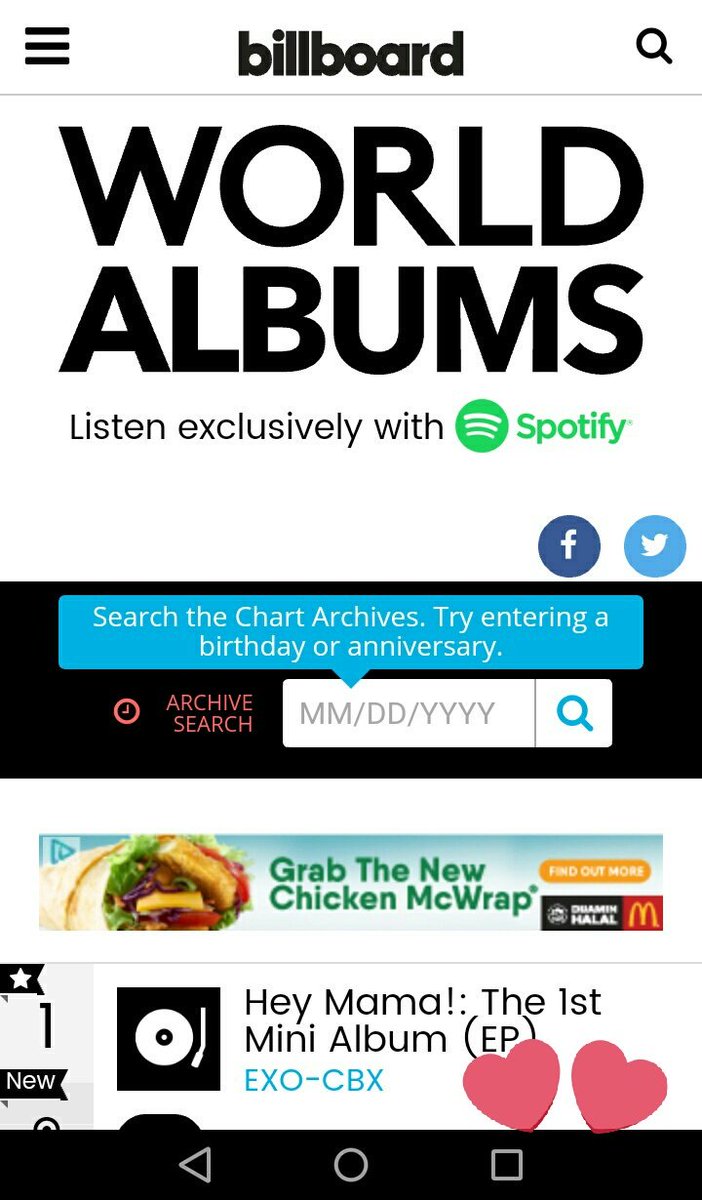 Billboard World Album Chart Exo