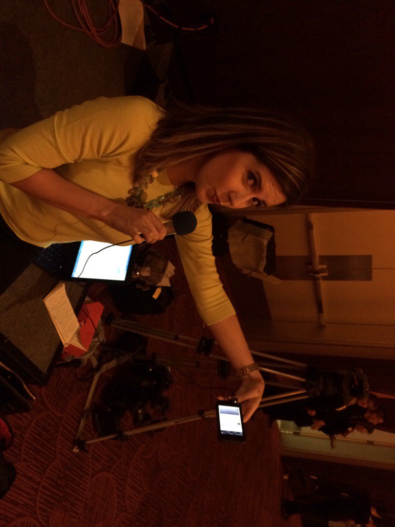 Nina Mehlhaf preparing to going live on Facebook for KGW.com at the GOP party in Salem.
