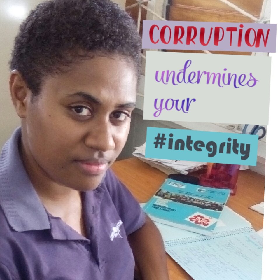 #corruption undermines #integrity 
 Say 'NO' to corruption and 'YES' to integrity

#WOC2day #IACD2016 #TFiji #Youth4Integrity