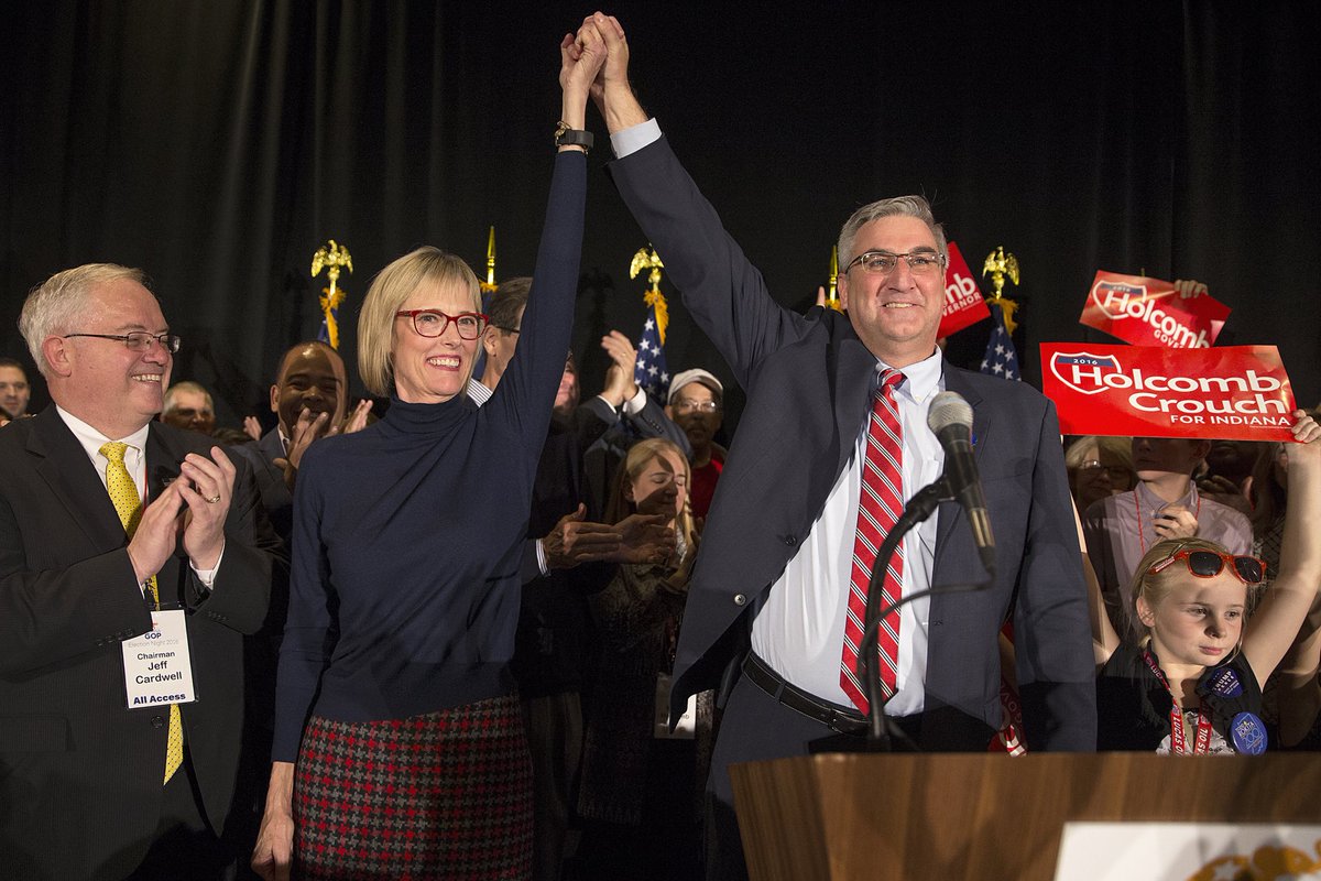 JennaRWatson's tweet image. Indiana&apos;s new governor is @HolcombForIN, Lt. Gov. is @Suzanne_Crouch #INvotes #GOP