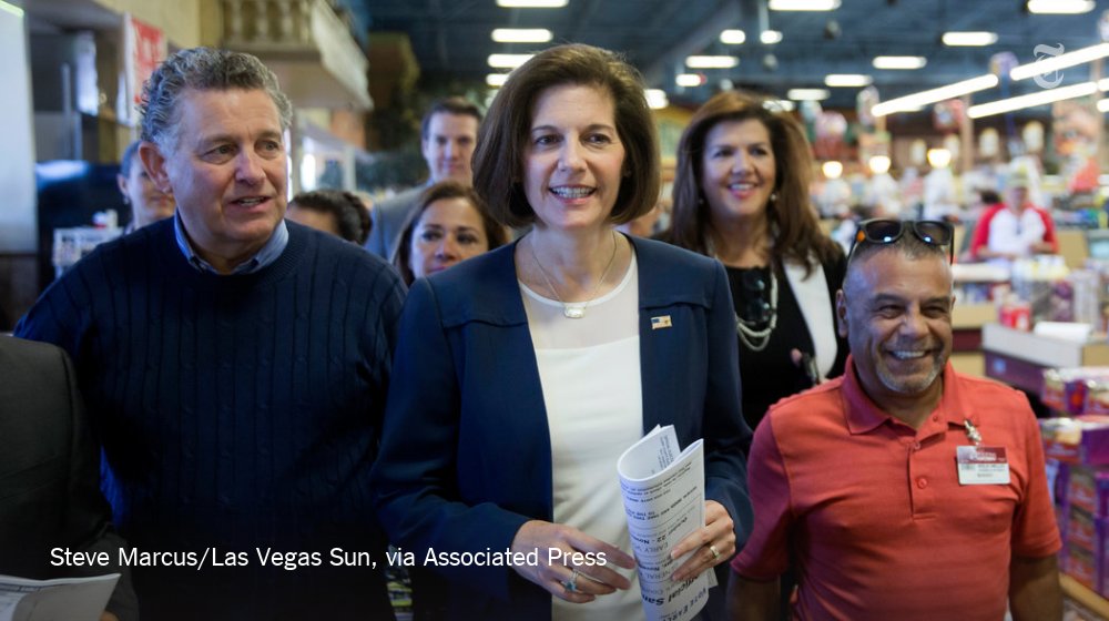 nytimes's tweet photo. In Nevada, Democrats will keep Harry Reid's seat. Catherine Cortez Masto will be the nation's first Latina senator. https://t.co/yyDeSjcAhl https://t.co/AI17sicrze