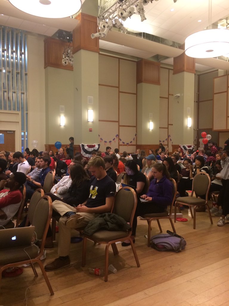 We've still got lots of students tuned in in Curry Ballroom.