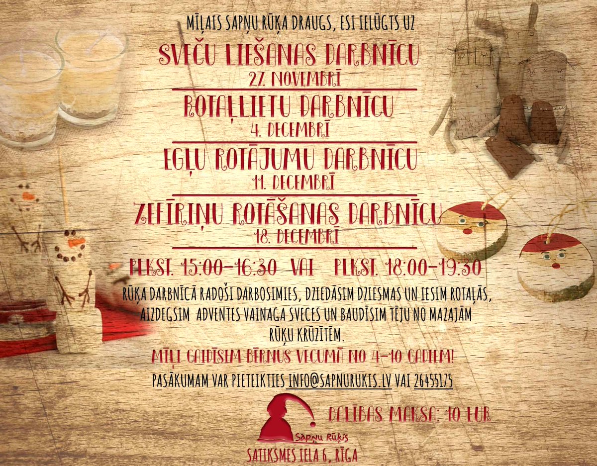 Ballites's tweet image. Esi laipni gaidīts uz Sapņu Rūķa Adventes darbnīcām bērniem! :)