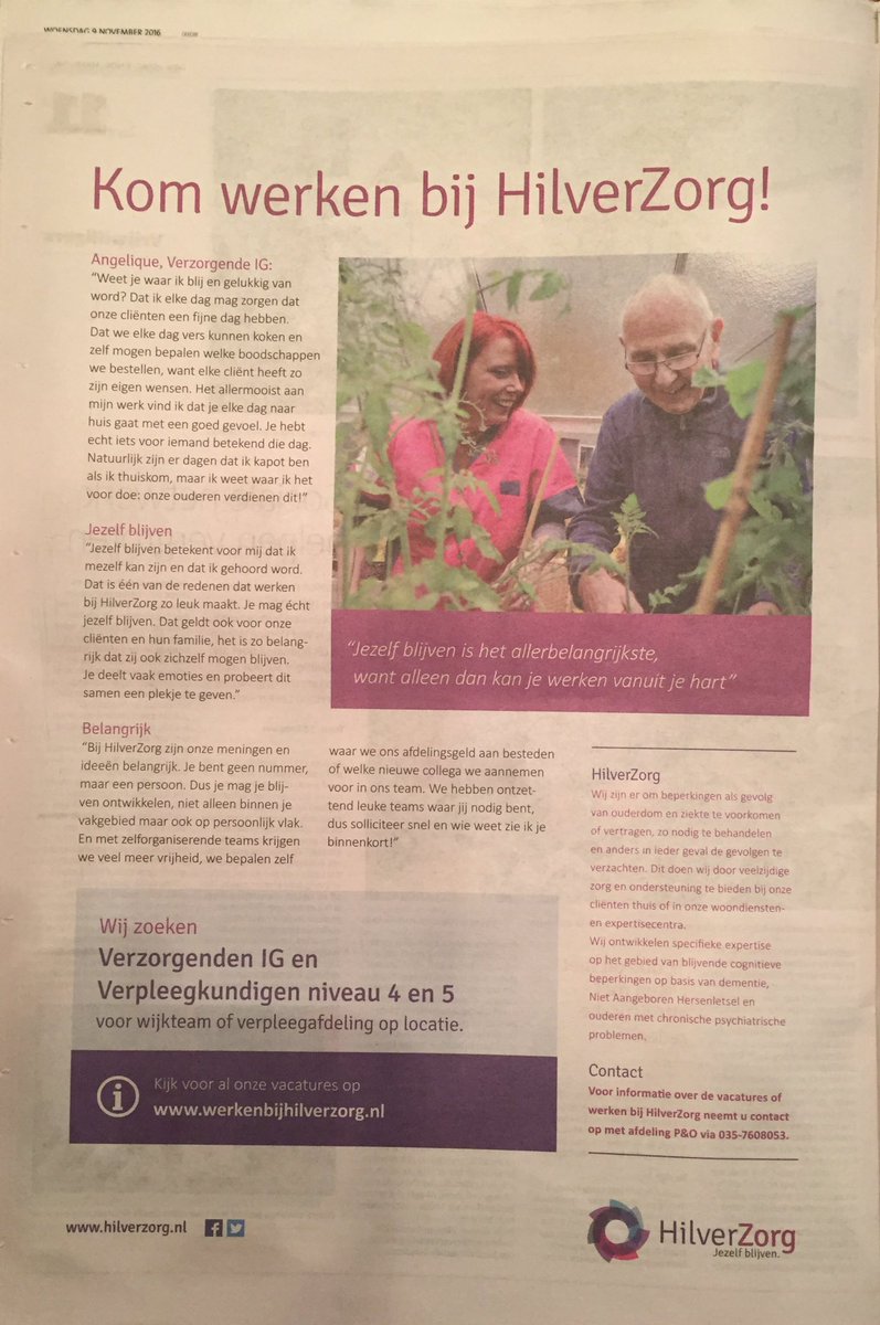 BosboomSanne's tweet photo. De leukste zorgorganisatie in Hilversum @HilverZorg https://t.co/tXJvvzJHT0