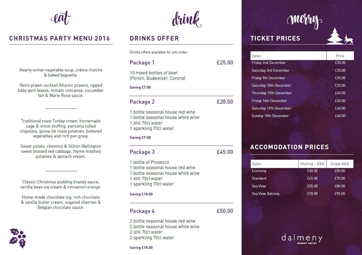 Eat, drink and be merry at The Dalmeny Resort Hotel with our fun-filled great value Christmas Party Nights. #Christmas