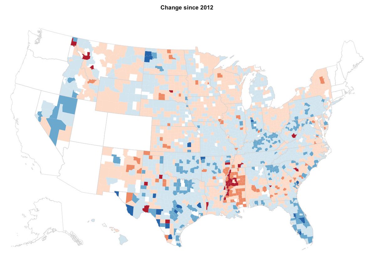 The darker blue, the higher turnout. And vice-versa.