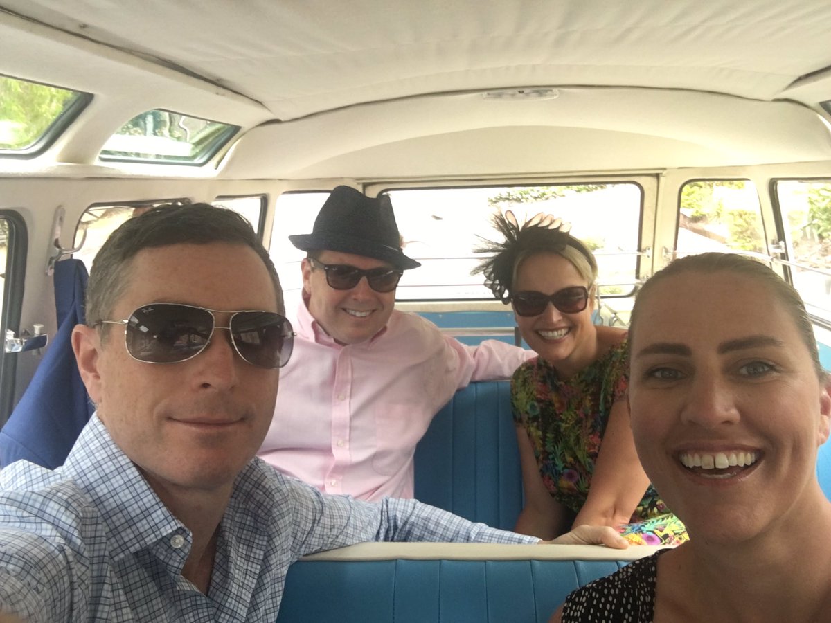 LisaSpiden's tweet photo. Flashback to Noosa last week. Our cool vintage VW combi ride to a great Cup Day lunch... and @joffalab won "best dressed" . Take me back .. https://t.co/pRxRg7uMdN