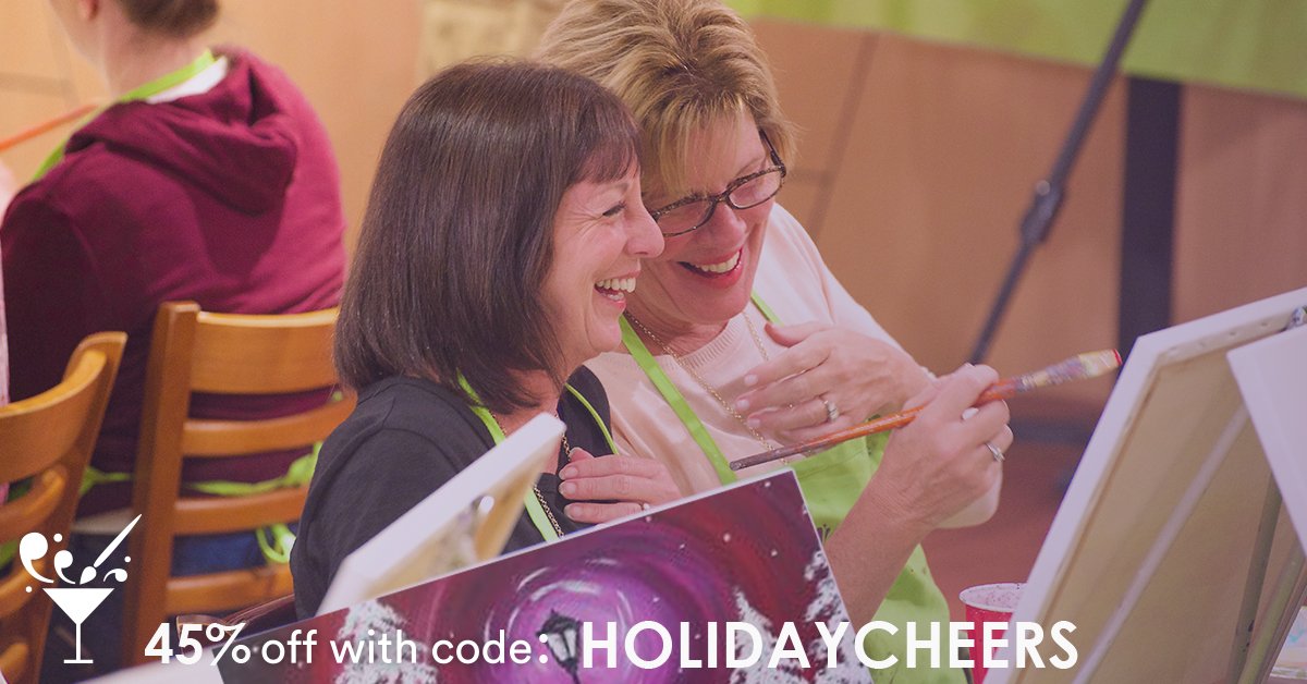 You'll laugh, paint, celebrate, and #DrinkCreatively with us! Share your holiday plans with your friends and come to #PaintNite together!