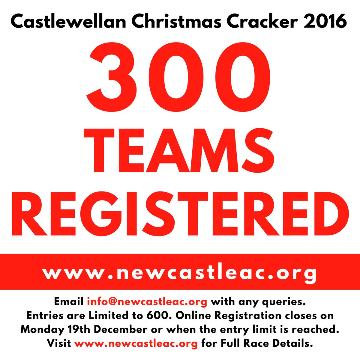 In just 1 week, 100 teams have registered! HALF OF THE SPACES ARE NOW GONE!
Register NOW to secure your place - newcastleac.org/?page_id=9829