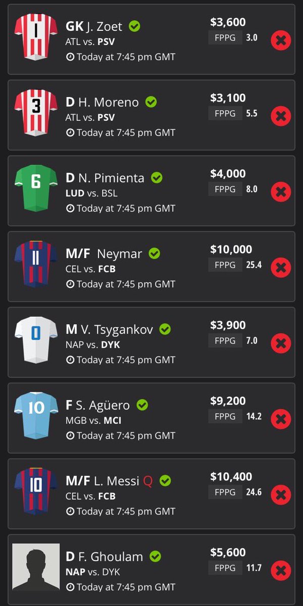 shanpaulll's tweet photo. FREE LINEUP #DraftKings #UCL #ChampionsLeague #football #Soccer #fanduel #Fantasy #DFK2016 #DFS 50/50 #DFK #DFF #CELFCB #CelticBarca https://t.co/kNY1OX5iAQ