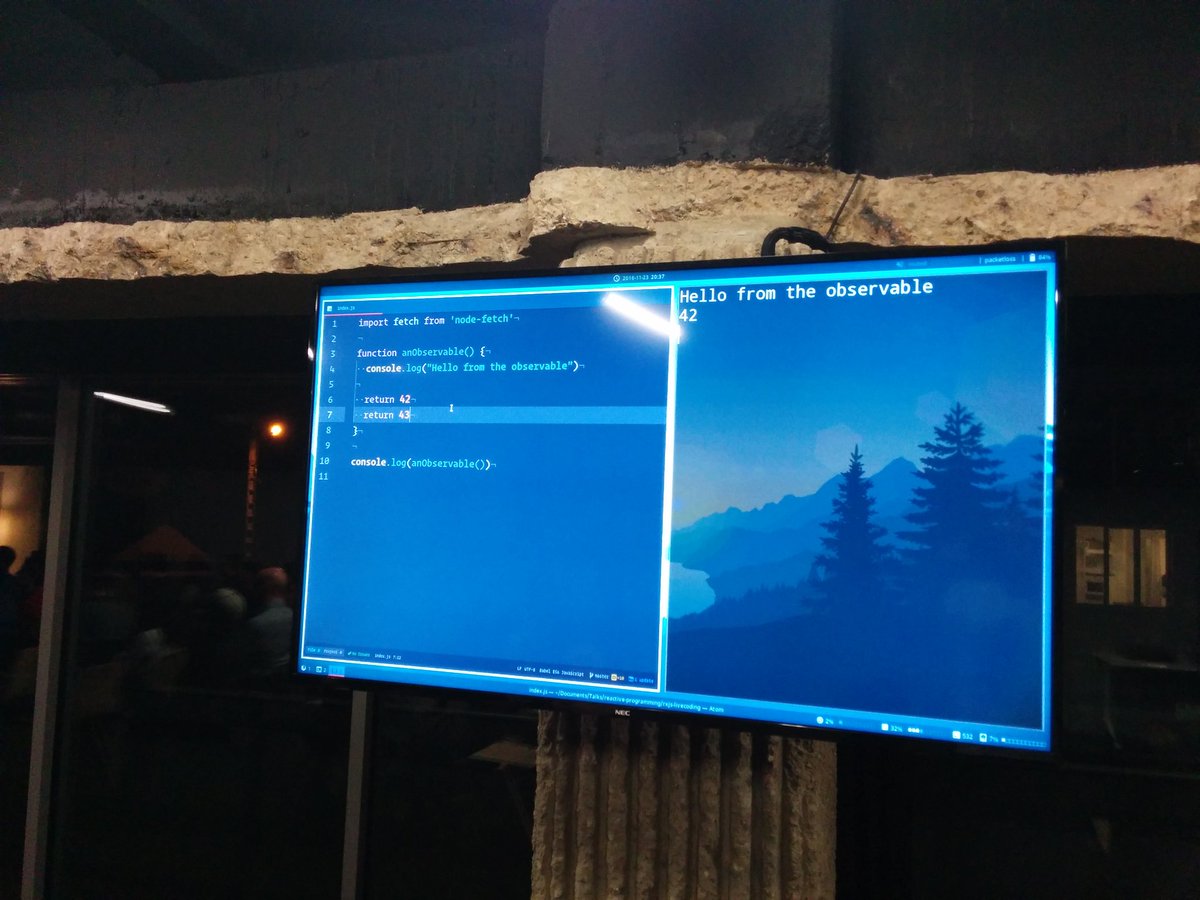 ghoullier's tweet image. A #RennesJS @Kaidjin nous explique l&apos;anatomie des Observables en en recodant un from scratch