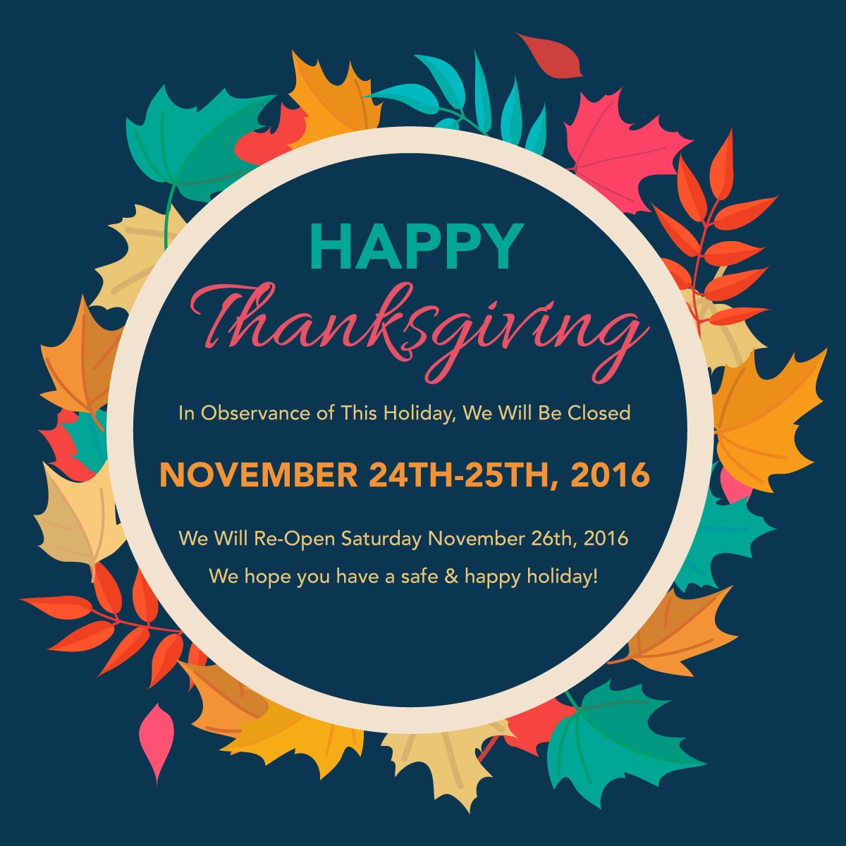 PFNSpeedLab's tweet photo. In observance of Thanksgiving we will be closed Thursday 11/24 and Friday 11/25. We hope you and your family have a safe &amp; healthy holiday! https://t.co/UC4oNDo4AX