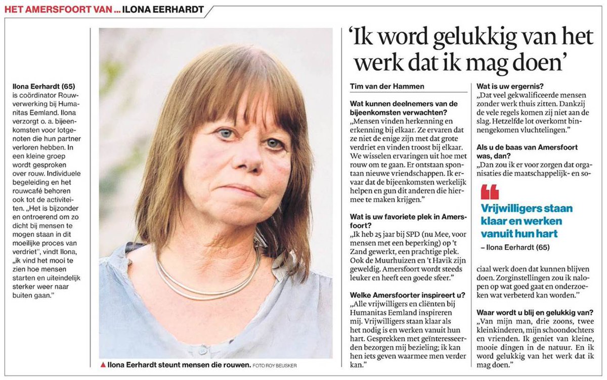 humanitaseemlan's tweet photo. Mooi artikel in @adacredactie over Ilona Eerhardt, coördinator lotgenotengroep Partnerverlies. Begin volgend jaar start er een nieuwe groep. https://t.co/BOU9illQXR