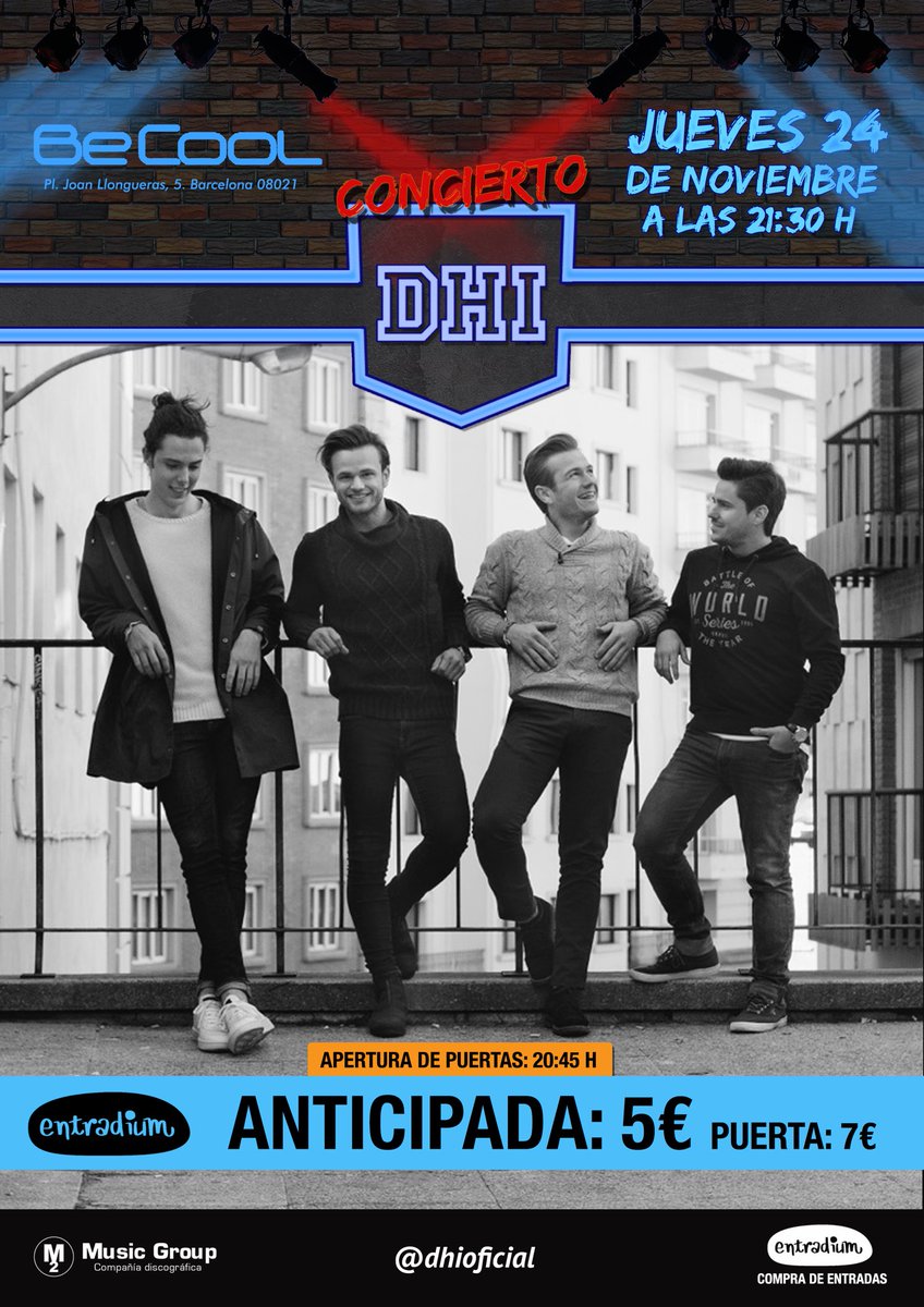 Nuestro chicos favoritos tocarán por primera vez en Barcelona, mañana <a href="/DHIoficial/">DHI</a> sala <a href="/salabecoolbcn/">Sala BeCool</a> a partir de las 21:30, entradas 5 E