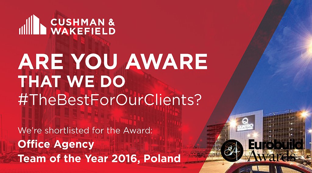 CushWakeCE's tweet photo. #AreYouAware that @CushWakeCE commercialises 18 #office buildings totalling 352,677 sqm? #EurobuildAwards #TheBestForOurClients https://t.co/mDYzbYDtB0