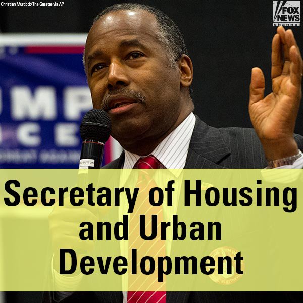 FoxNews's tweet photo. BREAKING NEWS: @RealBenCarson accepts position as HUD Secretary - @WSJ. https://t.co/7pAWtQsTVq