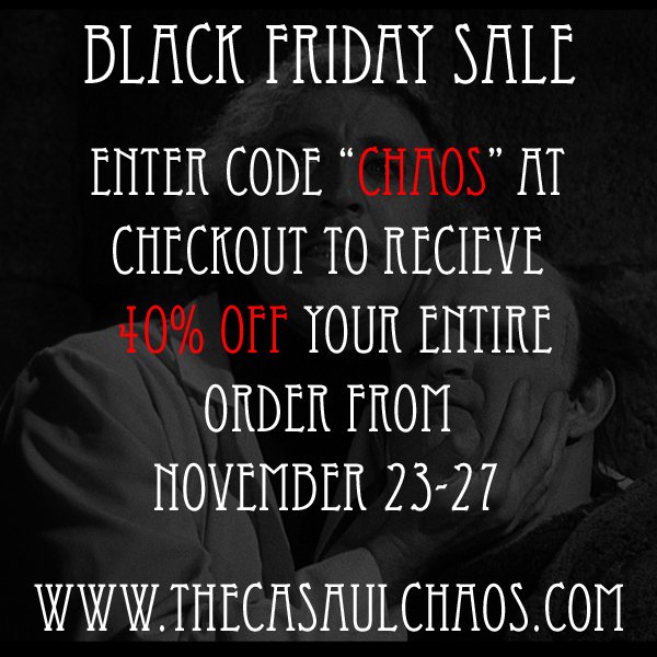 Black Friday Sale happening now at TheCasualChaos.com !

40% OFF EVERYTHING

#CasualChaos