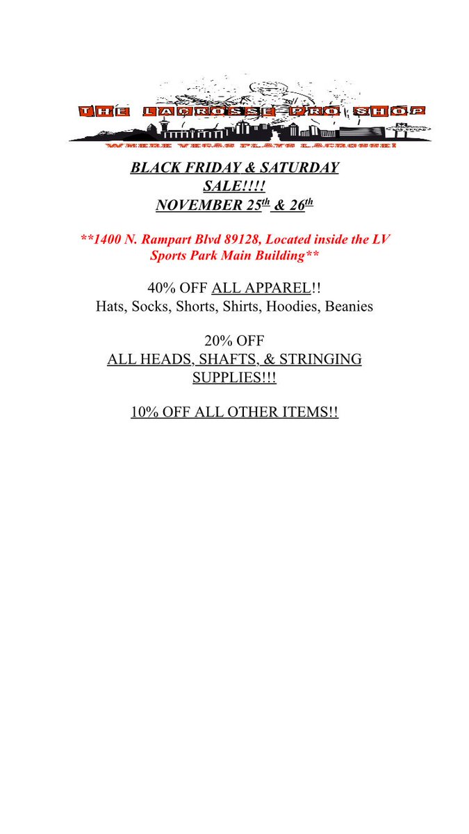 TheLaxProShop's tweet photo. #BlackFriday #ProShop #SaveBig https://t.co/ivgSaJuvVq