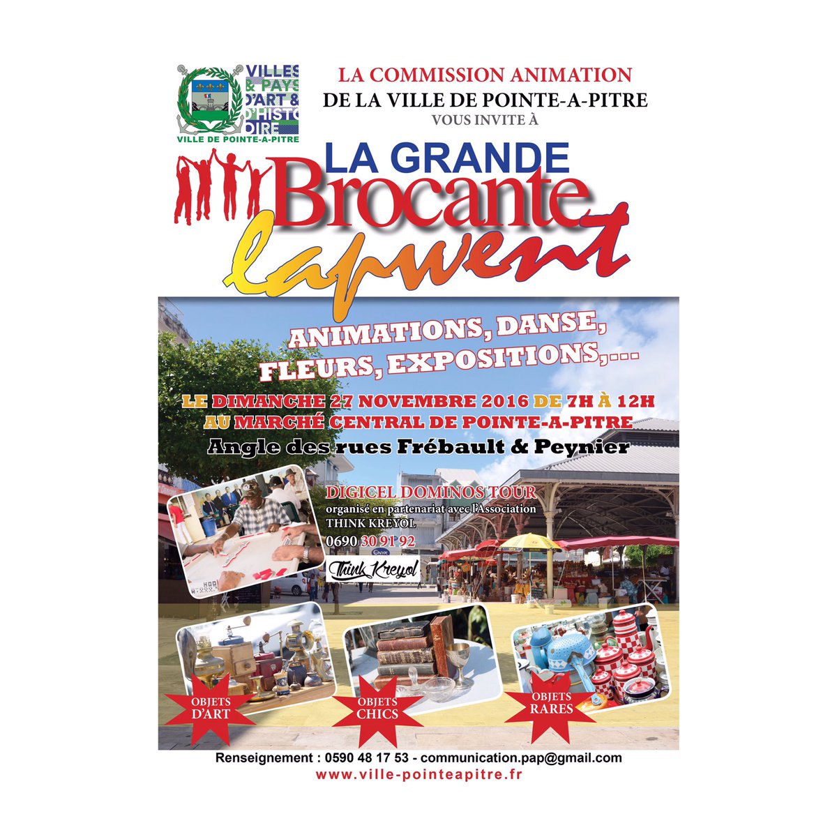 ThinkKreyol's tweet photo. #ThinkKreyol sera présent lors de "La grande brocante Lapwent".
Durant cette manifestation se déroulera le #DigicelDominosTour dès 8h30. https://t.co/7eJadVXGqn