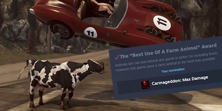 carmageddongame's tweet photo. Think of the cows! Vote #Carmageddon! #SteamAwards https://t.co/si1WqeyBxl https://t.co/72dDSMVo9Z