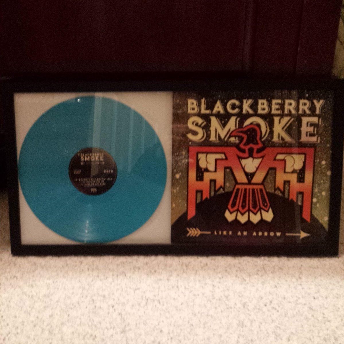 Nation77's tweet image. Finally got the new @blackberrysmoke album framed. UK edition blue vinyl @EaracheRecords #likeanarrow