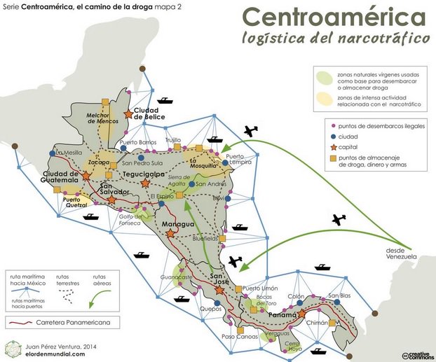 elOrdenMundial's tweet photo. Desde el Sur productor al Norte consumidor. Así es el camino de la droga por Centroamérica https://t.co/gFUhsVSM9V https://t.co/yYfFzE0wFy