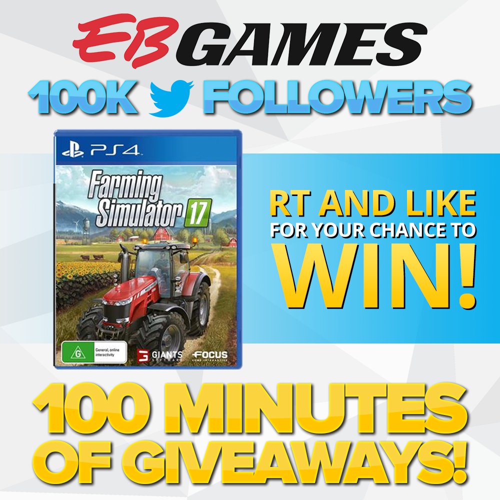 EBGamesAus's tweet photo. Rev your combine harvester engines, we're giving away #FarmingSimulator2017 for PS4!

RT &amp; Like to win! #EB100K https://t.co/ccjpSgCp4q