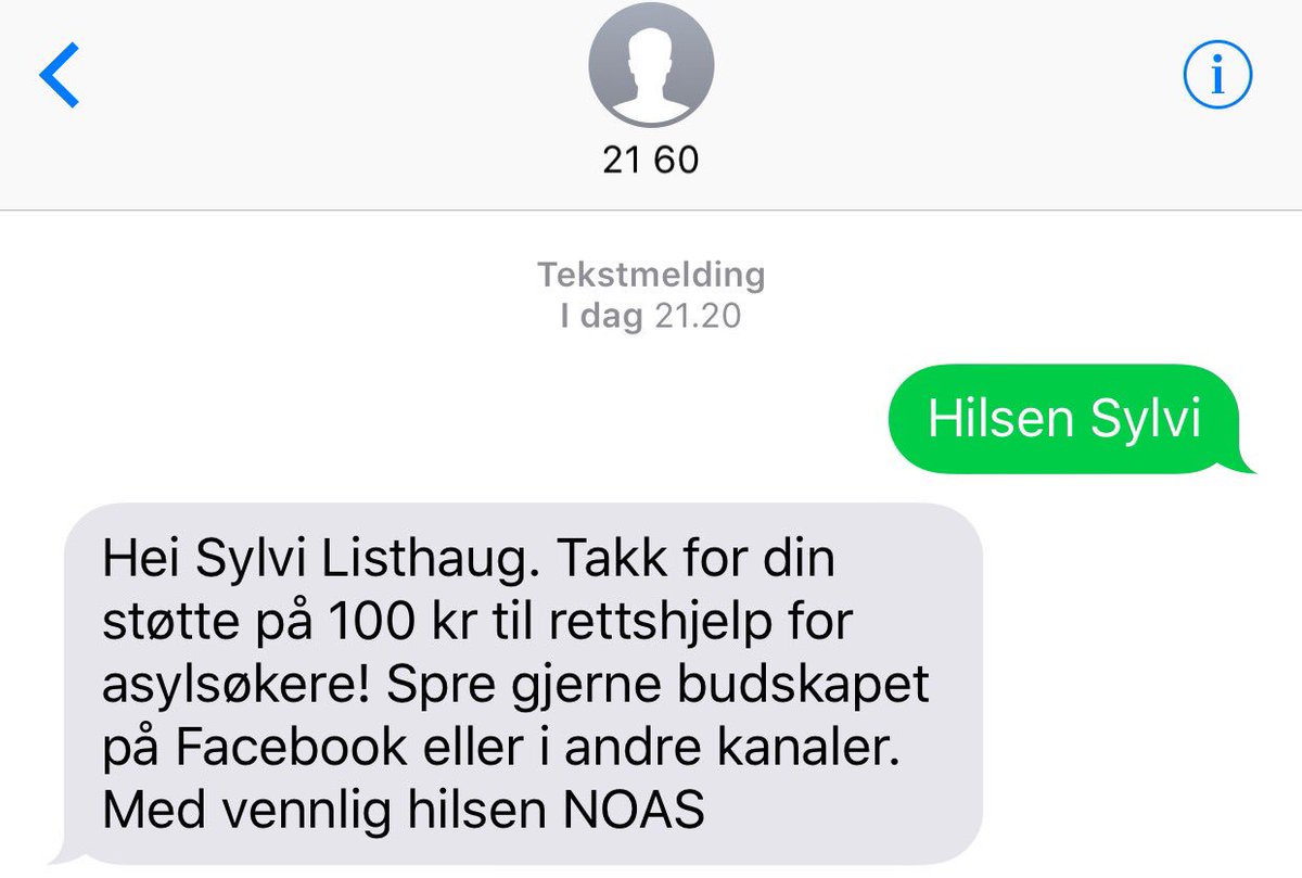 Bærekraftig asylpolitikk er viktig men å skryte av å sende barn til krig og elendighet er vemmelig. Derfor sendte jeg Hilsen Sylvi til 2160.