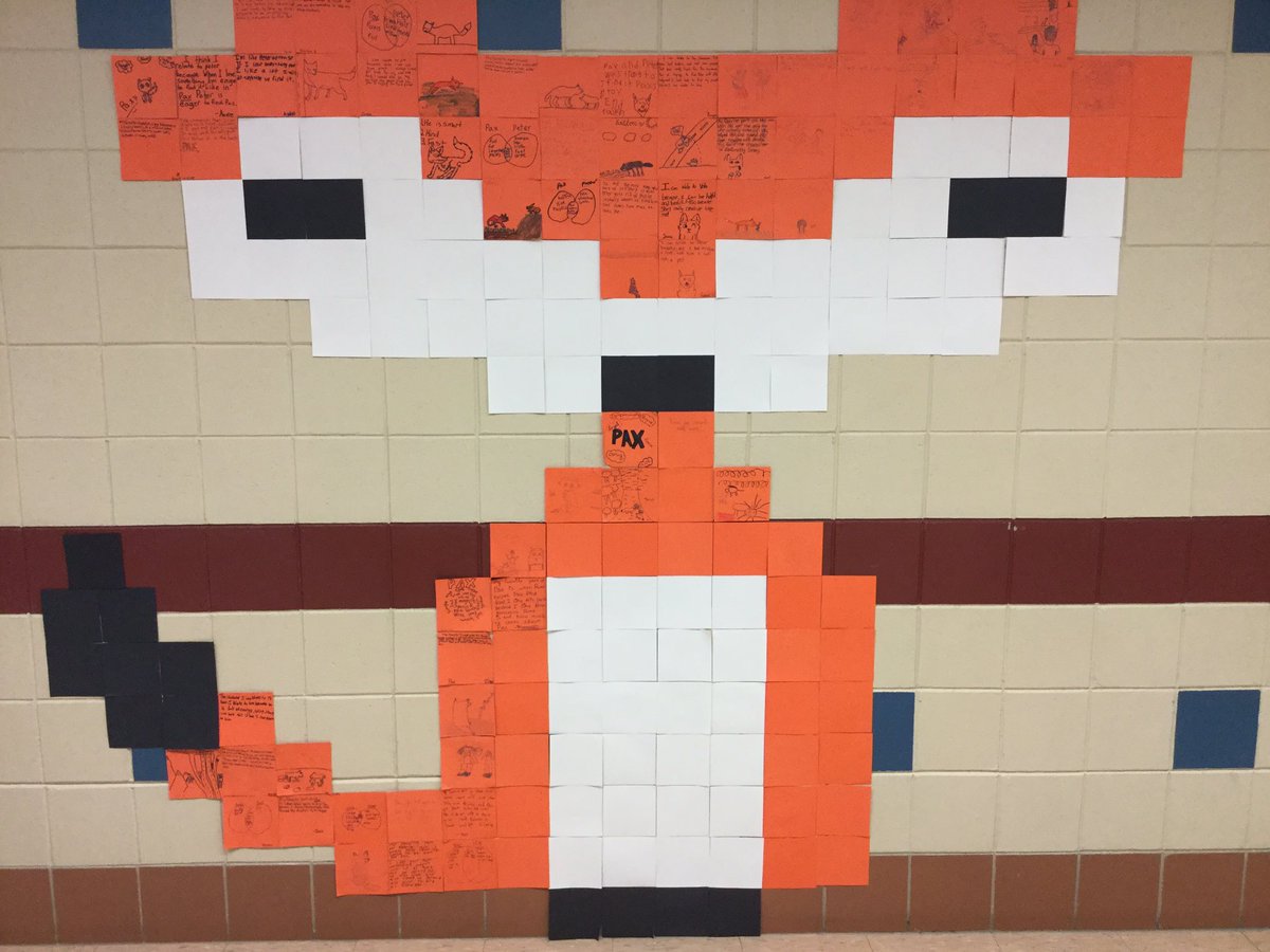 Mr_Steier's tweet photo. #GRAPax #PaxSlowChat We created a pixel Pax. Students quoted from the book or drew a scene that impacted them. #cee505 @sarapennypacker https://t.co/SovFkZ1tUS