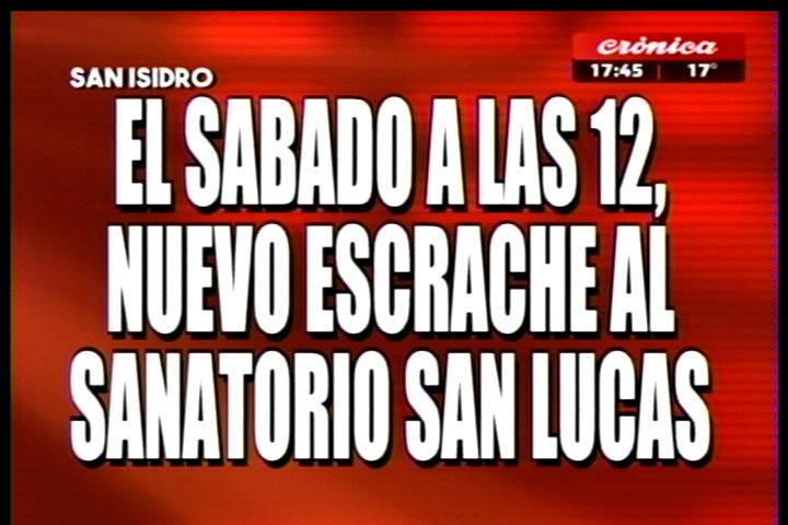 CronicaTV's tweet photo. #PlacasRojas | #SanIsidro
Sábado a las 12 hs nuevo escrache al Sanatorio San Lucas https://t.co/Hle6nXLu2c