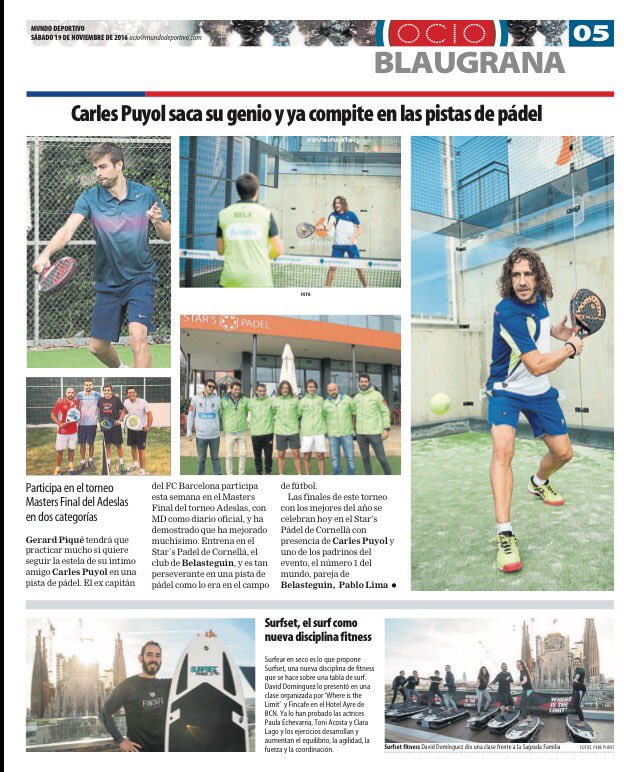 mundipadel's tweet photo. En suplemento de @mundodeportivo cuenta la participación de @Carles5puyol en el Master del Circuito @adeslaspadel https://t.co/tbAQ6MYrND
