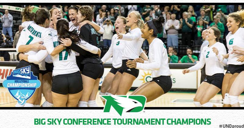tomdesautel's tweet photo. UND's volleyball team is headed to the NCAA Tournament after winning the Big Sky Championship! #UNDProud - https://t.co/P3sfVS2a2P https://t.co/Dzj26wigMF
