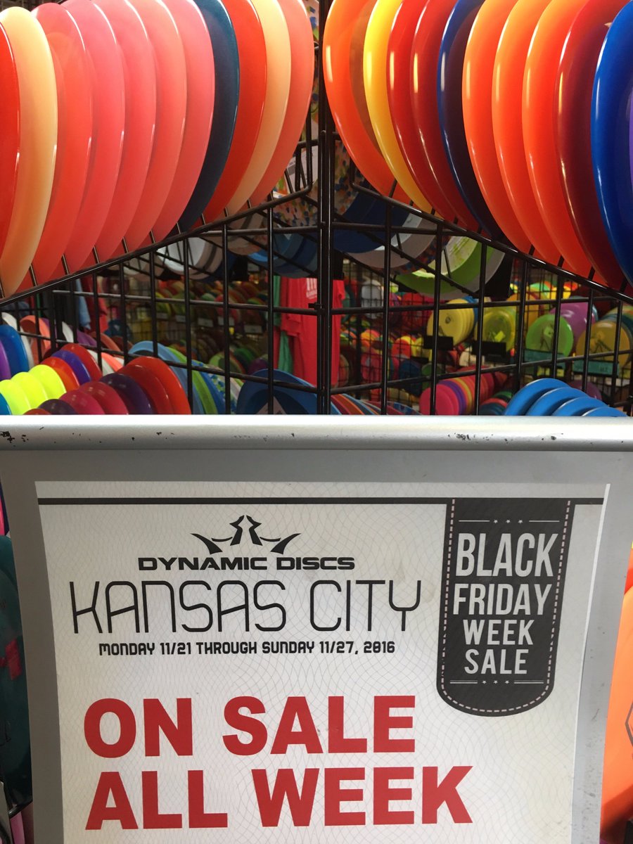 DDKansasCity's tweet photo. Black Friday Week Sale starts today. Come in to Dynamic Discs Kansas City to see what is on sale. https://t.co/Qv4leW2D7Q