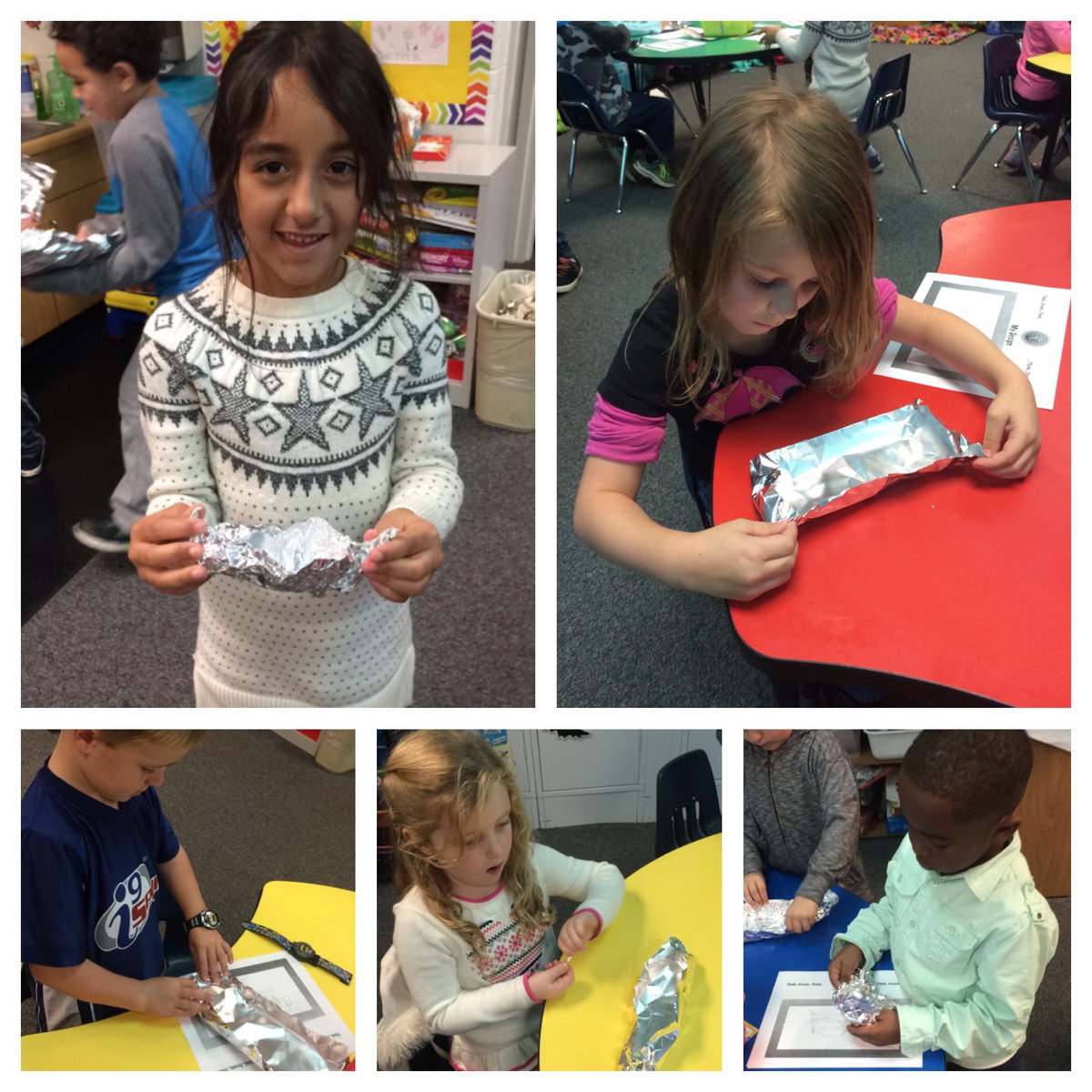 WestridgeKDG's tweet image. Today we learned about Thanksgiving and the Mayflower. We designed our own ships to carry the pilgrims using foil! #TinyEngineers #STEM