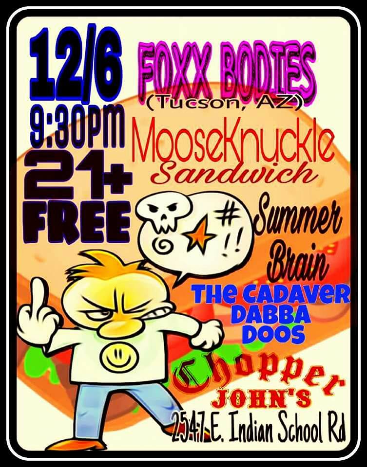 We're playing this rad show on December 6th at <a href="/ChopperJohns/">Chopper Johns</a>! #phoenix #music