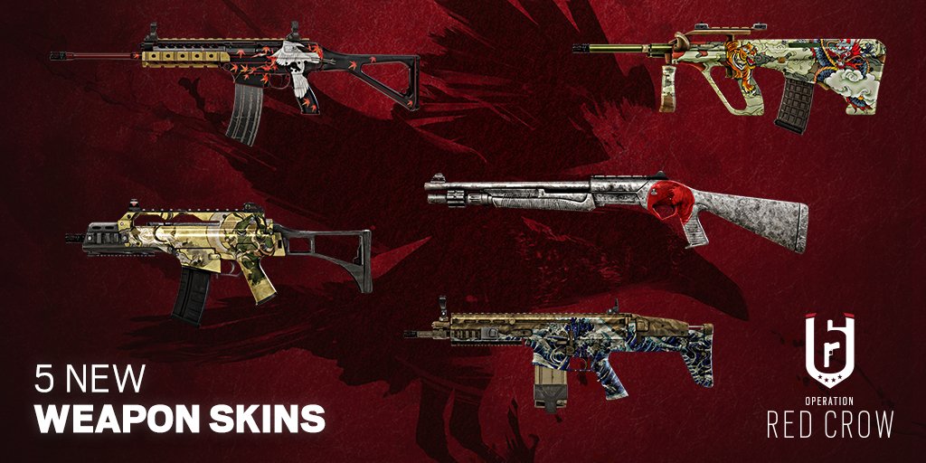 Spole tilbage vegetation Græsse Rainbow Six Siege on Twitter: "With Operation Red Crow, we have 5 unique  signature weapon skins that are now available. Pick up your favorite today!  https://t.co/6P3cx8gnhu" / Twitter
