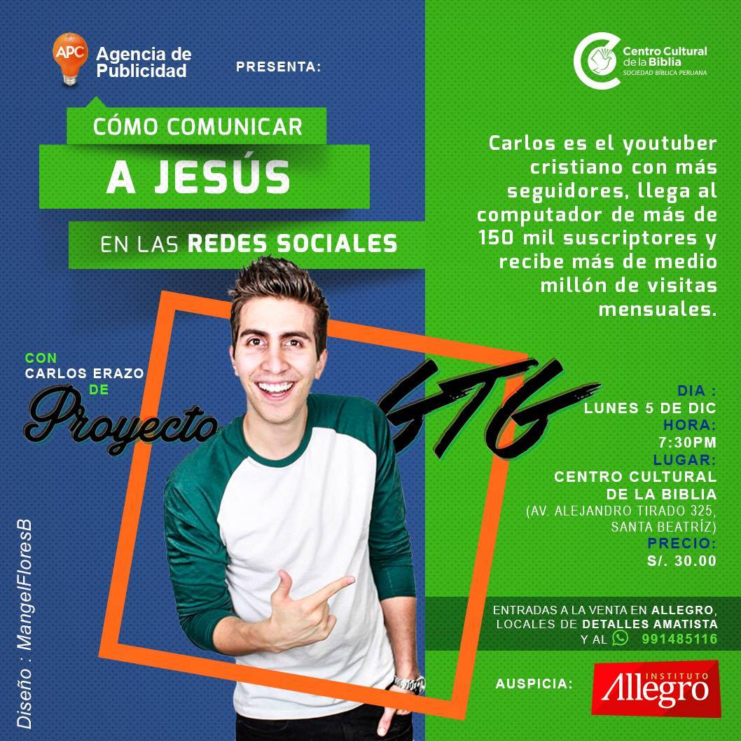 dimenjuvenil's tweet photo. ⏩Cómo comunicar a Jesús en las redes" con @CarlosErazoGTG 
5 diciembre  a las 7:30 pm en el Centro Cultural de la Biblia.- #djradio https://t.co/fcr8MFtcci