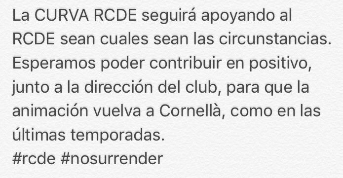 CurvaRCDE's tweet photo. #rcde #nosurrender https://t.co/VuviawyUSf