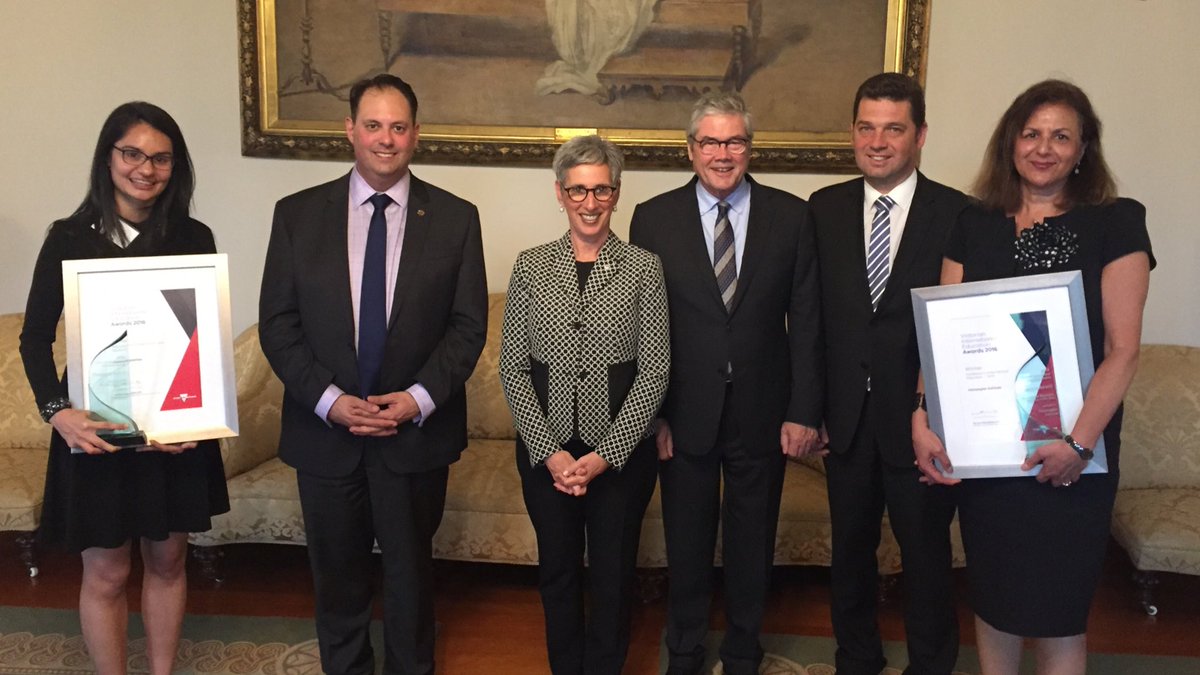 VicGovernor's tweet photo. Recognising the achievements of students and educational institutions at the 2016 Victorian International Education Awards https://t.co/NiCqBkfg6y