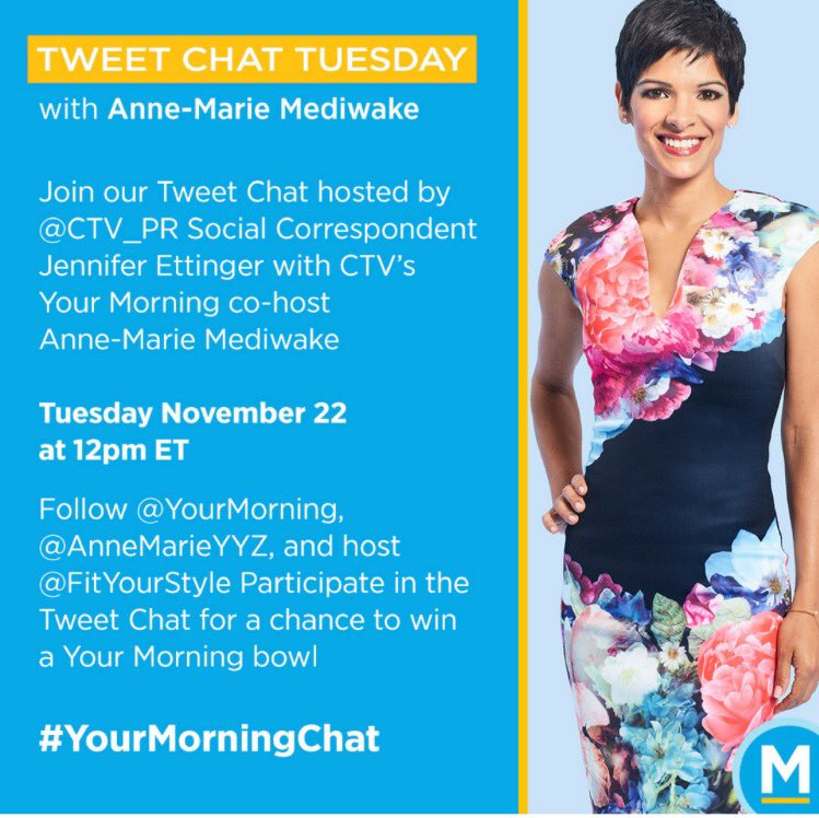 FitYourStyle's tweet image. Join us tomorrow for @CTV_PR #TweetChatTuesday with @YourMorning co-host @AnneMarieYYZ at NOON ET #YourMorningChat