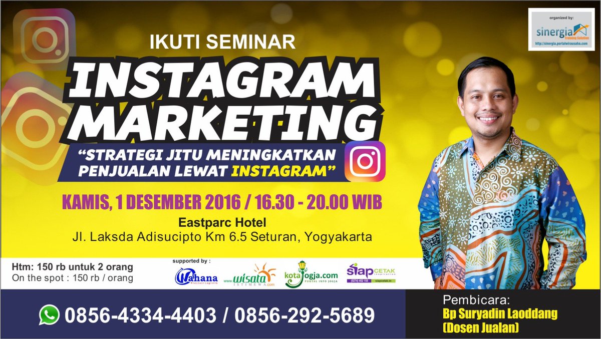 1/12/2016 Seminar Instagram Marketing | htm:150rb/2org | on the spot:150rb/org | WA: 085643344403